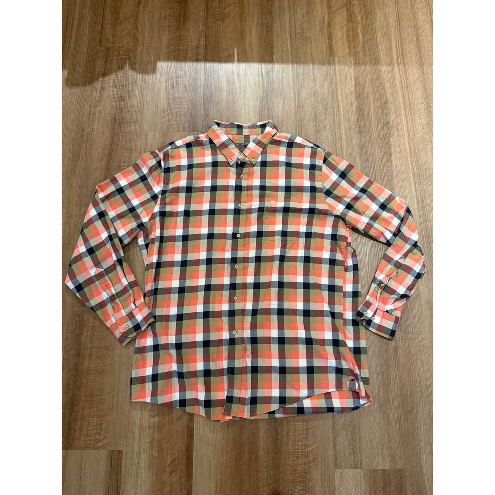Southern Tide Button Down Shirt Mens XXL Orange Plaid Long Sleeve Skipjack Logo